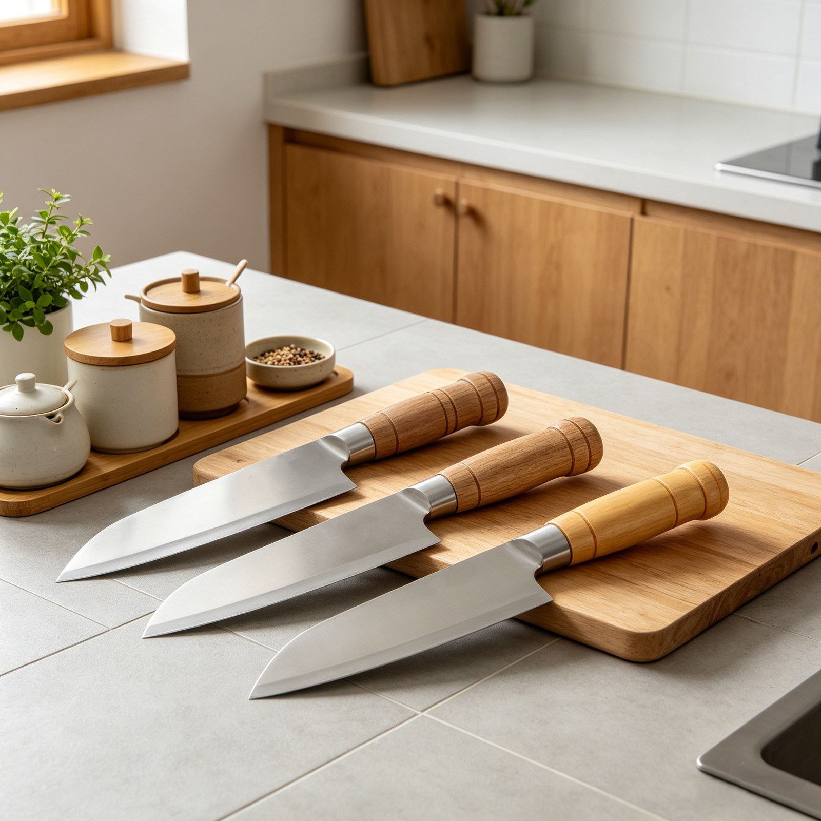 Japanese Knife - Set di 3 Manici in Legno